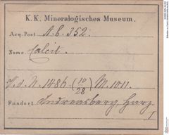 Etiketten zu Calcit (NHMW-MIN-Ab352)